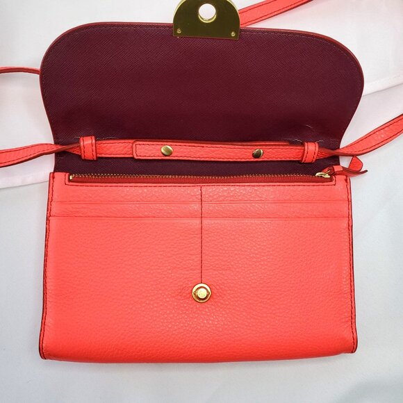 Fossil Margot Crossbody Coral Leather Bag With Adjustable Strap & Gold Hardware - Picture 7 of 10